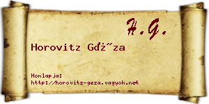 Horovitz Géza névjegykártya